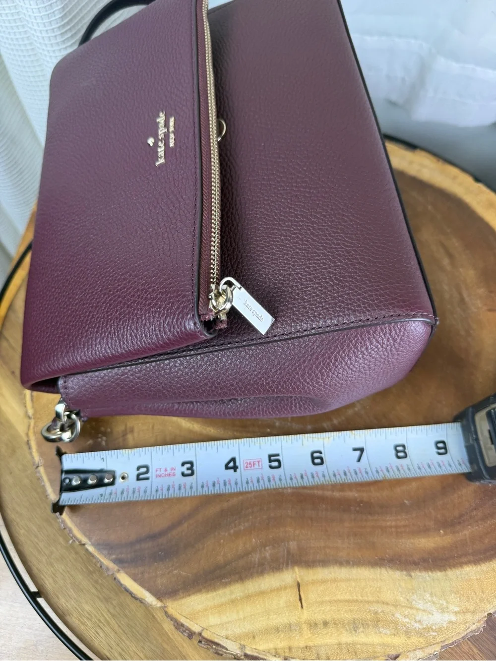 Kate Spade Leila Medium Flap Shoulder Bag Burgundy Leather + Crossbody Strap EUC